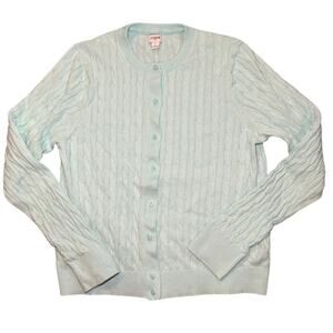J. Crew 100% Cotton Turquoise Cardigan Size Large